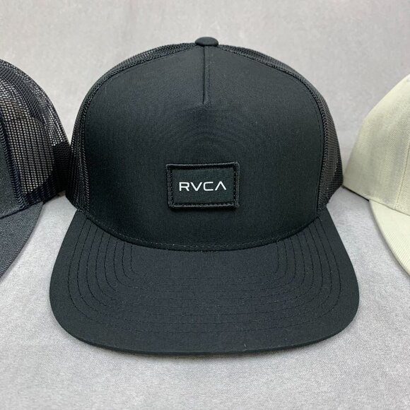 Lot of 3 RVCA Hats Gray Black White Snapback Badge Neo Trucker Mesh One Size - Picture 3 of 12